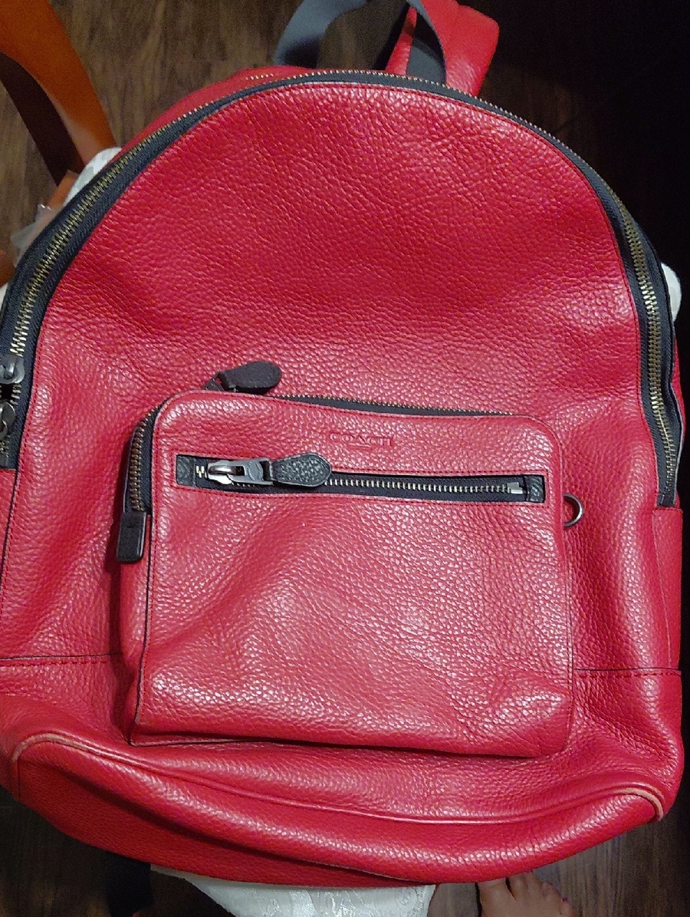 Coach Red Leather Backpack